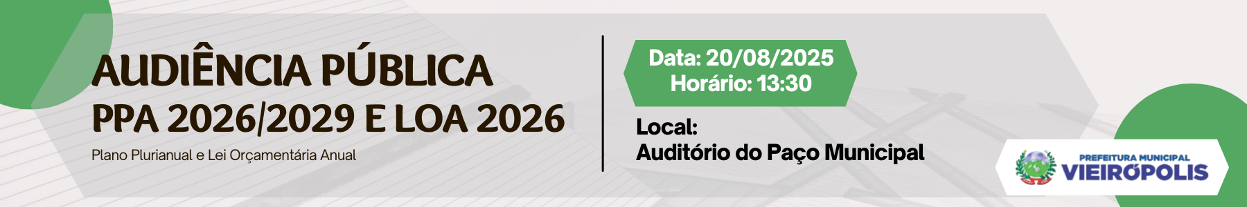 Audiência Pública PPA 2026 2029 e LOA 2026
